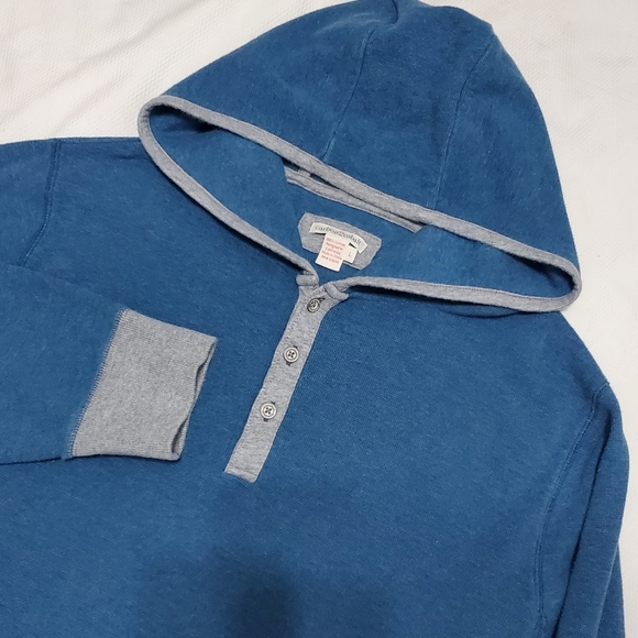 Carbon 2 Cobalt Knit Henley Hoodie Sweater Blue Cotton Mens Large - Picture 2 of 7